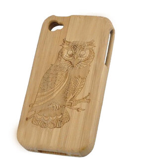 Bamboe Houten Iphone hoesje 4/4s Uil